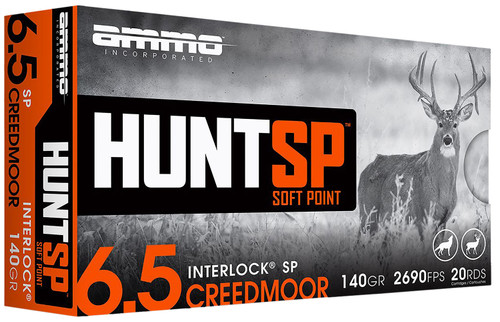 Ammo Inc 65CM140SPA20 Hunt 6.5Creedmoor 140gr Soft Point 20 Per Box [DS]