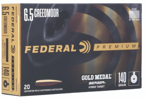 Federal GM65CRDBH2 Premium Gold Medal 6.5Creedmoor 140gr Berger Hybrid Target 20 Per Box [DS]