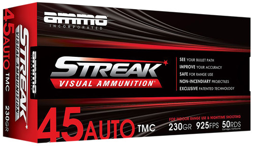 Ammo Inc 45230TMCSTRKRED50 Streak Visual (RED) 45ACP 230gr Total Metal Case 50 Per Box [DS]