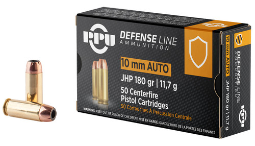 PPU PPD10 Defense 10mmAuto 180gr Jacketed Hollow Point 50 Per Box [DS]