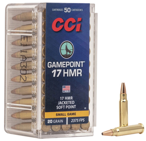 CCI 0052 Gamepoint Rimfire 17HMR 20gr Jacketed Soft Point 50 Per Box [DS]