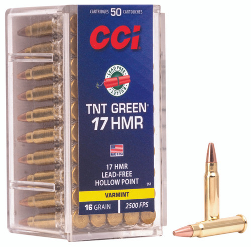 CCI 951 TNT Green 17HMR 16gr Speer TNT Green Hollow Point 50 Per Box [DS]