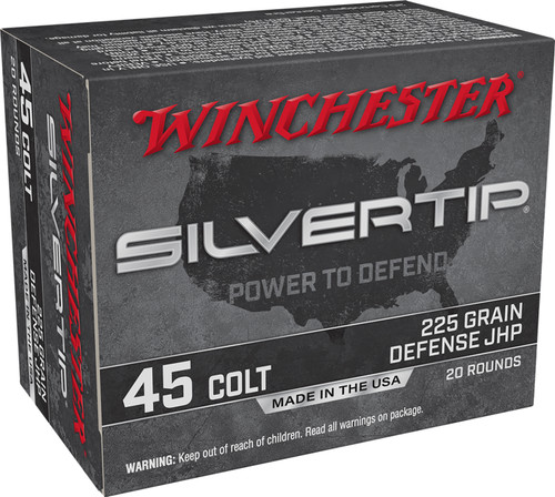 Winchester Ammo W45CST Silvertip 45Colt 225gr Silvertip Jacket Hollow Point 20 Per Box [DS]