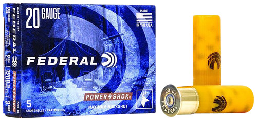 Federal F2033B Power-Shok Magnum 20Gauge 2.75" 20Pellets 1oz 3BuckShot 5 Per Box [DS]