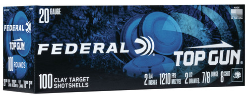 Federal TG201008 Top Gun 20Gauge 2.75" 7/8oz 8Shot 100 Per Box [DS]