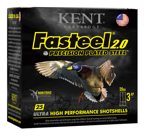 Kent Cartridge K203FS242 or K203FS243 or K203FS244 Fasteel 2.0 20 Gauge 3" 7/8 oz 2 Shot or 3Shot or 4Shot 25 Per Box [DS]