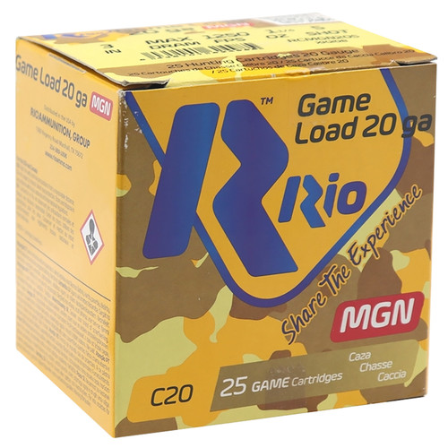 Rio Ammunition RC20MGN5 / RC20MGN6 Game Load 20Gauge 3" 1 1/4oz 5Shot or 6Shot 25 Per Box [DS]