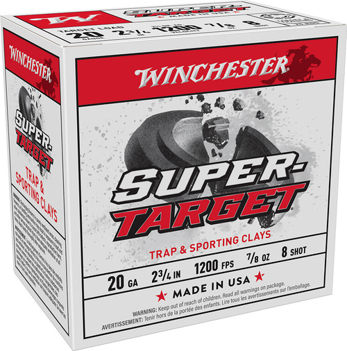 Winchester Ammo TRGT208 Super-Target 20Gauge 2.75" 7/8oz 8Shot 25 Per Box [DS]