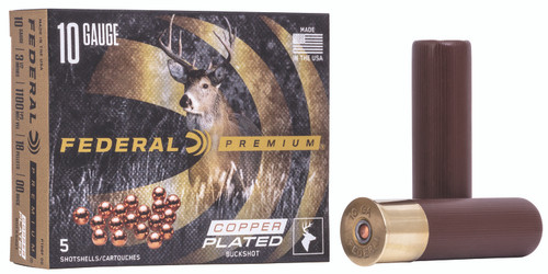 Federal P108F00 Premium Buckshot 10Gauge 3.50" 18Pellets 2 1/4oz 00BuckShot 5 Per Box [DS]