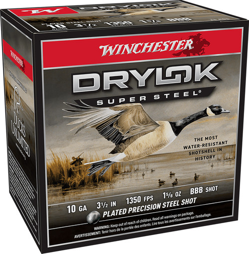 Winchester Ammo XSC10BBB or XSC10T Drylok Super Steel Magnum 10Gauge 3.50" 1 5/8oz BBBShot or TShot 25 Per Box [DS]