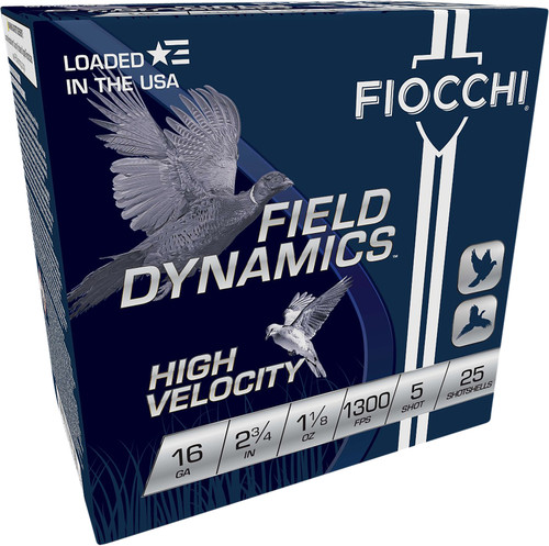 Fiocchi 16HV5 / 16HV6 / 16HV75 Field Dynamics High Velocity 16Gauge 2.75" 1 1/8oz 5Shot / 6Shot / 7.5Shot 25 Per Box [DS]