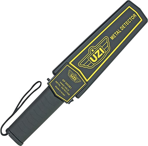 Uzi Accessories UZIHHSC1 Handheld Metal Detector Black/Yellow High-Impact Plastic Features LED Light DS