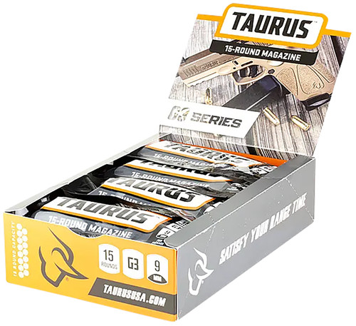 Taurus 389-0009-01 G3 Magazine Pop Display 15rd 9mm Luger Black Steel w/ Polymer Base Plate (12 Mags) [DS]