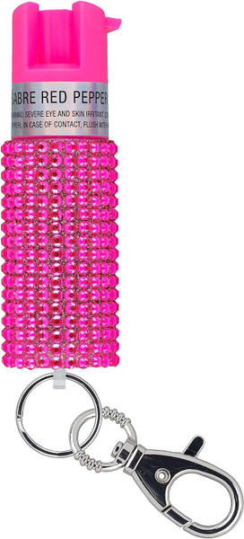 SABRE JEWELED SPRAY W/KEY RING PINK DS
