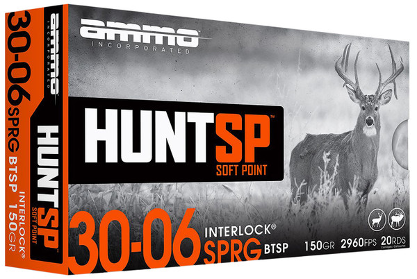 Ammo Inc 3006150SPA20 Hunt 30-06Springfield 150gr Soft Point 20 Per Box [DS]