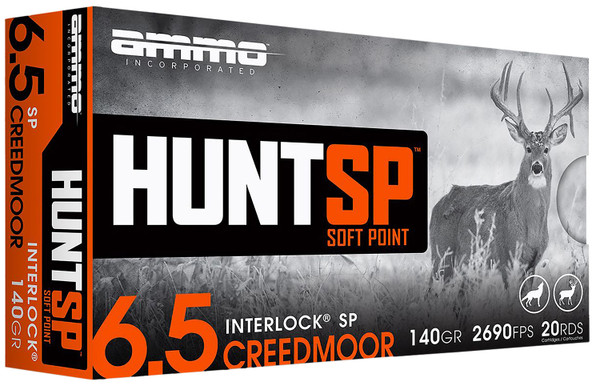 Ammo Inc 65CM140SPA20 Hunt 6.5Creedmoor 140gr Soft Point 20 Per Box [DS]