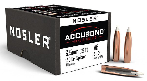 Nosler 57873 AccuBond 6.5Creedmoor 140gr Spitzer Point 50/Box [DS]