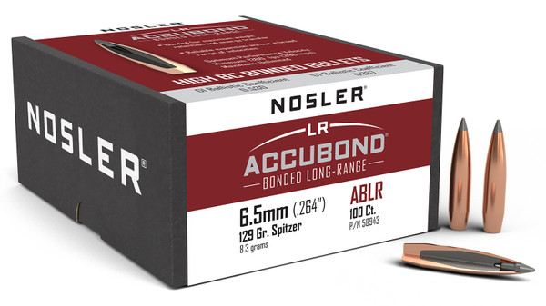 Nosler 58943 AccuBond Long Range 6.5Creedmoor 129gr Spitzer Point 100/Box [DS]