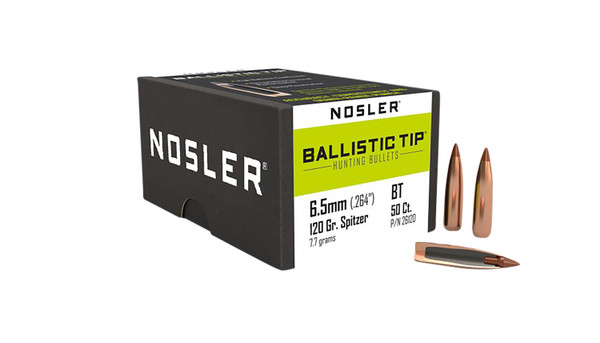 Nosler 26120 Ballistic Tip 6.5mm 120gr Spitzer 50/Box [DS]