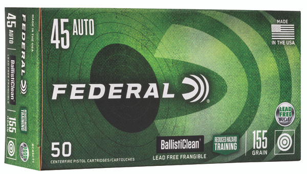 Federal BC45CT1 BallistiClean Reduced Hazard Training 45ACP 155gr Lead Free Frangible 50 Per Box [DS]