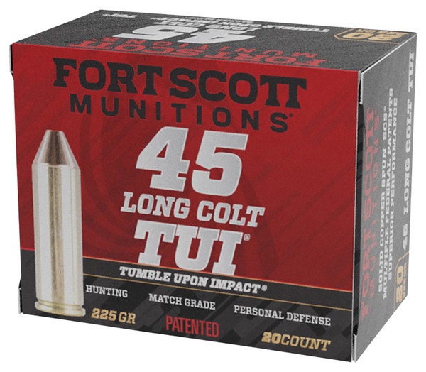 Fort Scott Munitions 45LC225SCV Tumble Upon Impact (TUI) 45LongColt 225gr Solid Copper Spun 20 Per Box [DS]