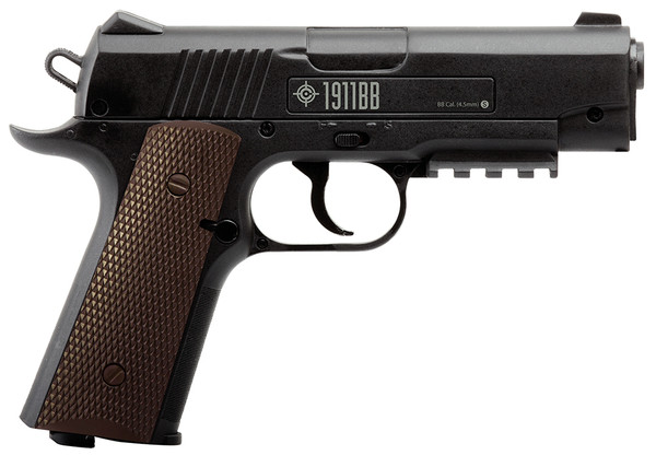 Crosman 40001 1911 Air Pistol CO2 177 20+1 Smooth Bore Barrel, Fixed Front/Fixed Notch Rear Sights, Black Checkered Polymer Grips  DS