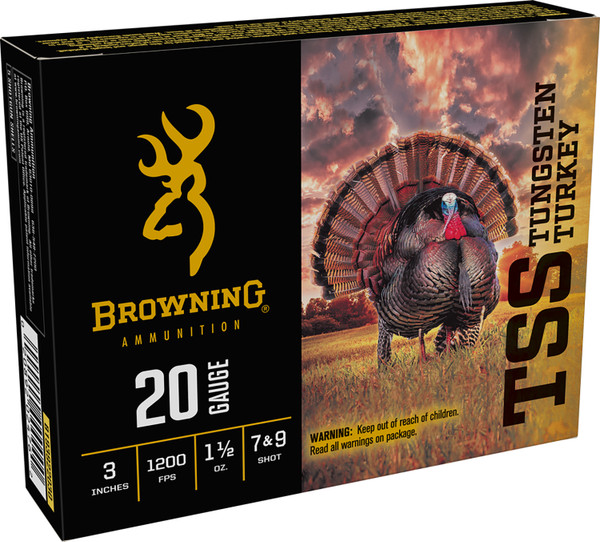 Browning Ammo B193922030 TSS Tungsten Turkey 20Gauge 3" 1 1/2oz Tungsten 7/9Shot 5 Per Box [DS]
