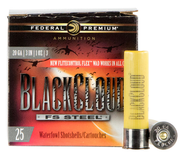 Federal PWBX2093 Black Cloud FS 20Gauge 3" 1oz 3Shot 25 Per Box [DS]