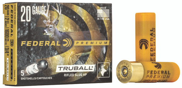 Federal PB203RS Premium Vital-Shok TruBall 20Gauge 2.75" 3/4oz RifledSlug Shot 5 Per Box [DS]