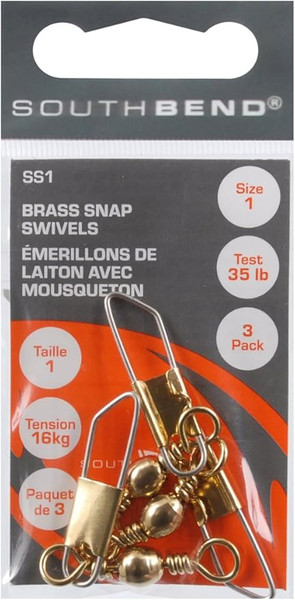 SOUTH BEND Swivel Brass Snap Swivels Sz-1