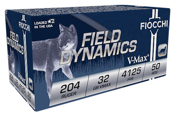 Fiocchi 204HVA Field Dynamics 204Ruger 32gr Hornady V Max 50 Per Box [DS]