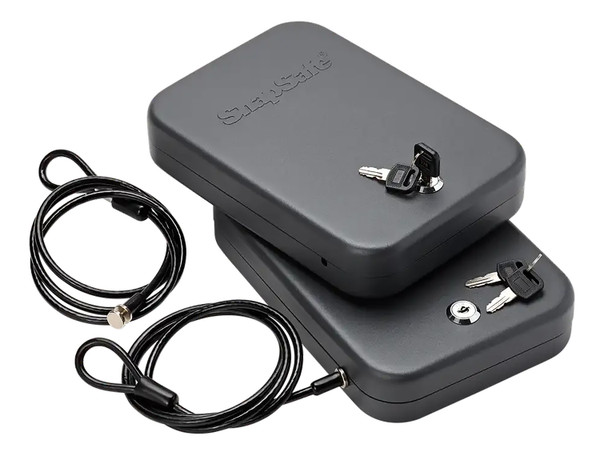 SnapSafe, Lock Box, Large, 9.5" x 6.5" x 1.75", 2 Pack, Keyed Alike, 16 Gauge Steel, Cable Included, Black Finish [DS]