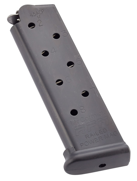CMC Products MRPM45FS8B Power Mag Railed 8rd 45 ACP Fits 1911 Government Black Stainless Steel [DS]