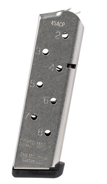 CMC Products 12131 Power Mag Plus 8rd 45 ACP Fits 1911 Government Stainless Steel w/ Black Base Pad [DS]