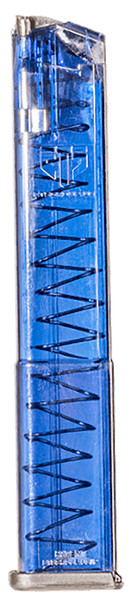 ETS Group GLK18G2BLU Pistol Mags 31rd Extended w/Gen2 Floor Plate 9mm Luger Compatible w/ Glock 17/18/19/19X/26/34/45 Clear Blue Polymer [DS]