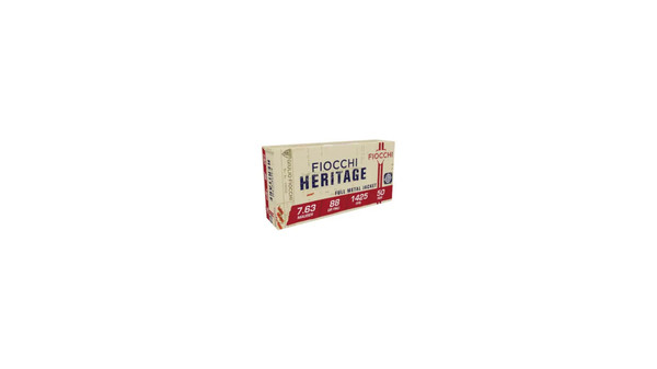 FIOCCHI HERITAGE 7.63 MAUSER AMMO 88GR FMJ BRASS CASED 50RD BOX