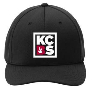 black cap with embroidered logo