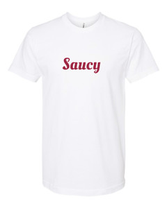 White t-shirt with red decoration