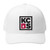 white cap with embroidered logo