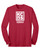 red long sleeve tee with 1 color white decoration - center front