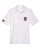 white polo shirt with left chest logo embroidery and Lifetime Member logo on right sleeve