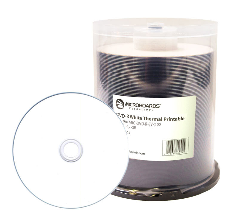 Microboards DVD-R White Thermal Hub Printable Discs | Perfect for ...