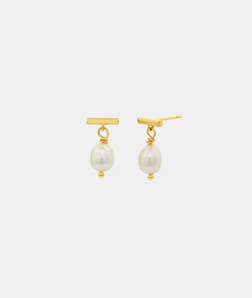 Drop Pearl Studs | Small | Gold