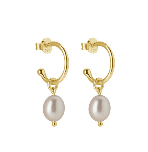 Petites Pearl Hoops | Gold