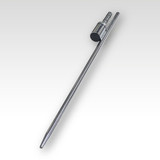 A metal pole with a pointed end and a connector, designed for use with a feather flag kit.