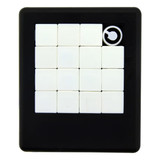 A black puzzle game featuring a grid of white tiles with one missing tile in the corner.