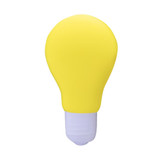 A yellow squeeze light bulb stress toy with a white base and no visible branding.