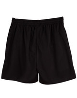 Black adult cooldry sports shorts with an elastic waistband, featuring a simple design and no visible branding.