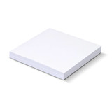 A white sticky pad, measuring 100 x 100 mm, with 100 sheets, featuring a logo on the packaging.