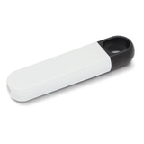 A white and black mini screwdriver set with a compact design, featuring a keyring attachment and a smooth finish.